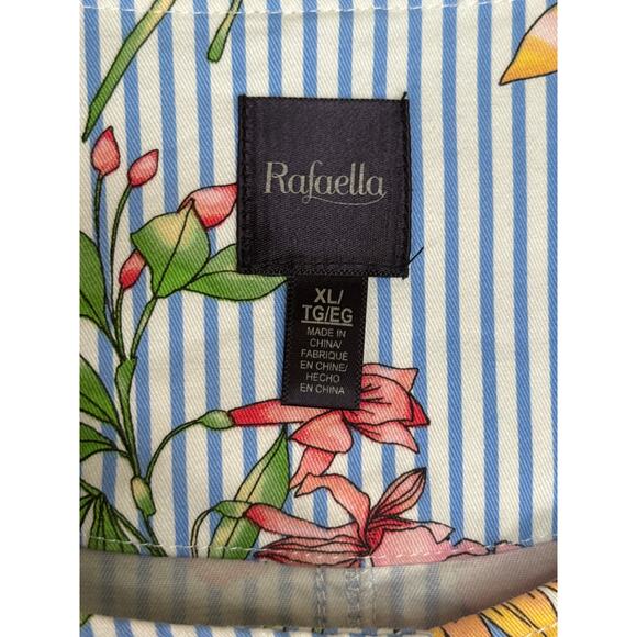 Rafaella XL Floral Stripe Cotton Button Up Jacket Pockets Spring Summer Layer - Picture 6 of 8